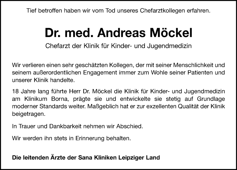 Traueranzeige für Andreas Möckel vom 08.08.2020 aus Leipziger Volkszeitung