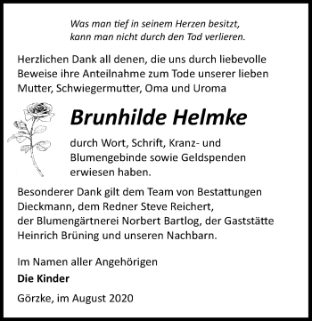 Traueranzeige von Brunhilde Helmke von Märkischen Allgemeine Zeitung