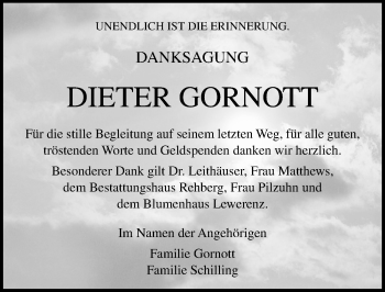 Traueranzeige von Dieter Gornott von Ostsee-Zeitung GmbH