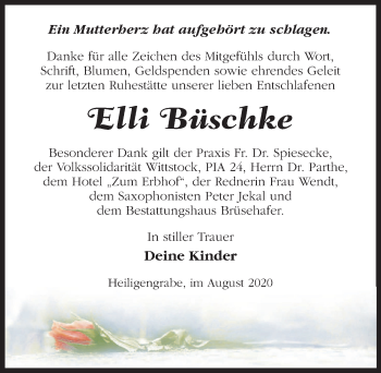 Traueranzeige von Elli Büschke von Märkischen Allgemeine Zeitung