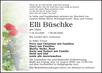 Traueranzeige von Elli Büschke von Märkischen Allgemeine Zeitung