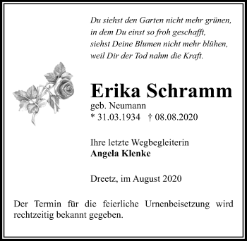 Traueranzeige von Erika Schramm