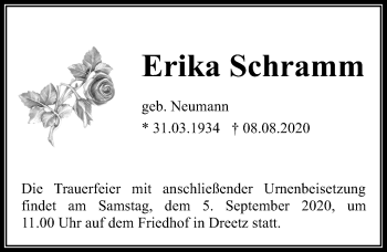 Traueranzeige von Erika Schramm