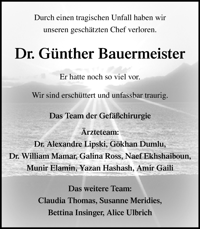  Traueranzeige für Günther Bauermeister vom 22.08.2020 aus Schaumburger Nachrichten