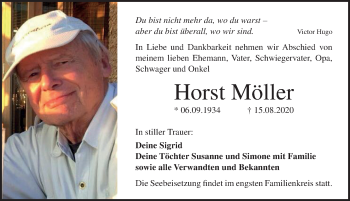 Traueranzeige von Horst Möller von Lübecker Nachrichten