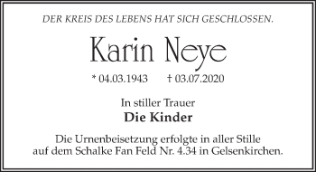 Traueranzeige von Karin Neye von Märkischen Allgemeine Zeitung