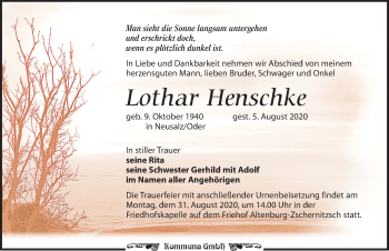 Traueranzeige von Lothar Henschke von Leipziger Volkszeitung
