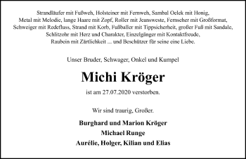 Traueranzeige von Michi Kröger von Lübecker Nachrichten