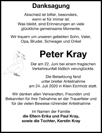Traueranzeige von Peter Kray von Märkischen Allgemeine Zeitung