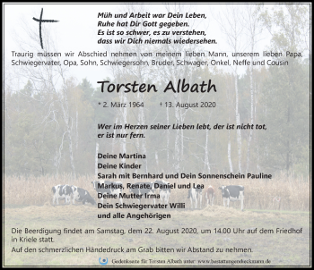 Traueranzeige von Torsten Albath von Märkischen Allgemeine Zeitung