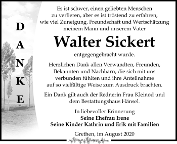 Traueranzeige von Walter Sickert von Leipziger Volkszeitung