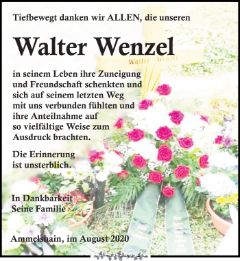 Traueranzeige von Walter Wenzel von Leipziger Volkszeitung