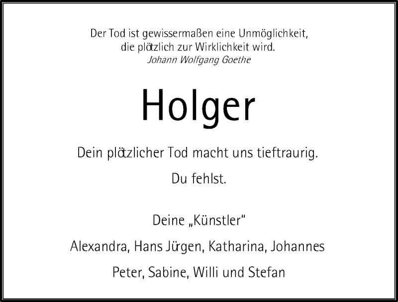  Traueranzeige für Holger Walleck vom 26.09.2020 aus Göttinger Tageblatt