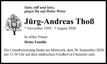 Traueranzeige von Jürg-Andreas Thoß von Märkischen Allgemeine Zeitung