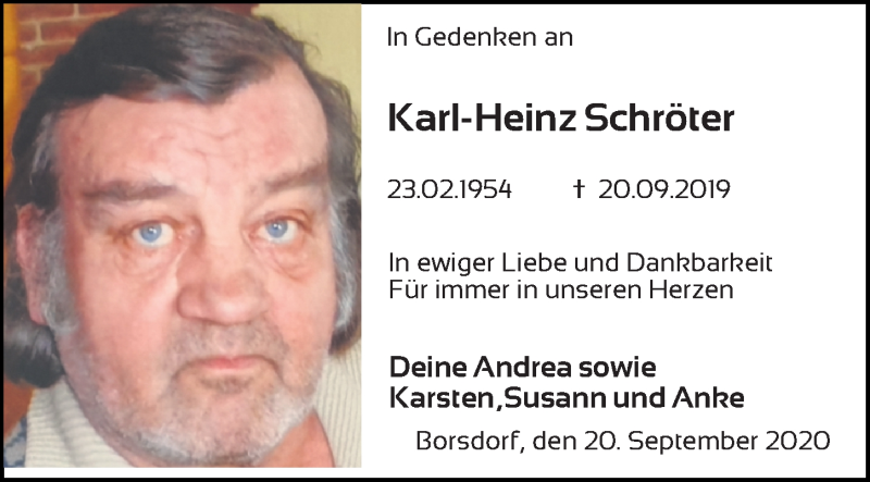 Traueranzeige für Karl-Heinz Schröter vom 21.09.2020 aus Leipziger Volkszeitung