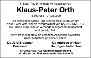 Traueranzeige von Klaus-Peter Orth von Leipziger Volkszeitung