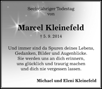 Traueranzeige von Marcel Kleinefeld von Aller Zeitung