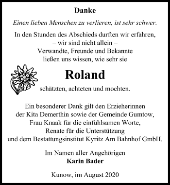 Traueranzeige von Roland  von Märkischen Allgemeine Zeitung