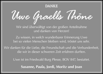 Traueranzeige von Uwe Graells Thöne von Hannoversche Allgemeine Zeitung/Neue Presse
