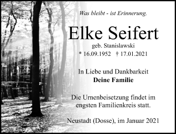 Traueranzeige von Elke Seifert