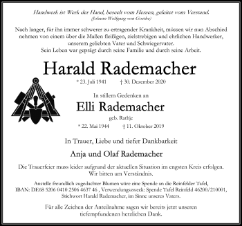 Traueranzeige von Elli Rademacher von Lübecker Nachrichten