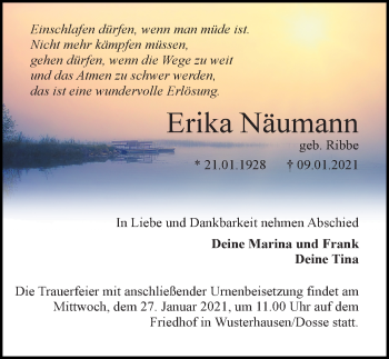 Traueranzeige von Erika Näumann