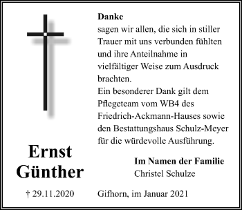 Traueranzeige von Ernst Günther von Aller Zeitung
