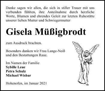 Traueranzeige von Gisela Müßigbrodt