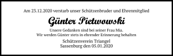 Traueranzeige von Günter Pietwowski von Aller Zeitung