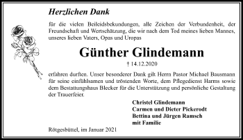 Traueranzeige von Günther Glindemann von Aller Zeitung