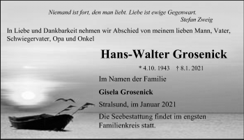 Traueranzeige von Hans-Walter Grosenick von Ostsee-Zeitung GmbH