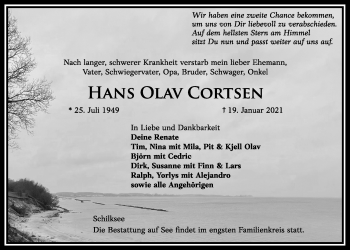 Traueranzeige von Hans Olav Cortsen von Kieler Nachrichten