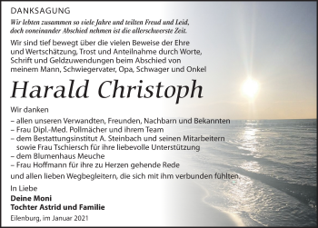 Traueranzeige von Harald Christoph von Leipziger Volkszeitung