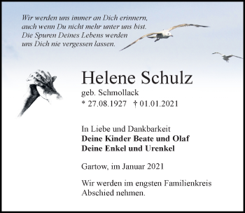 Traueranzeige von Helene Schulz