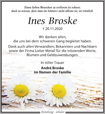 Traueranzeige von Ines Broske von Leipziger Volkszeitung