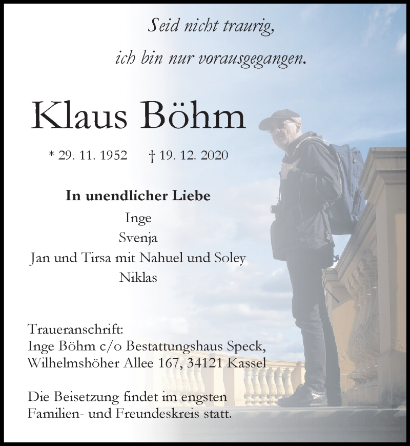  Traueranzeige für Klaus Böhm vom 09.01.2021 aus Göttinger Tageblatt
