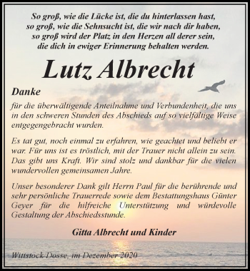Traueranzeige von Lutz Albrecht von Märkischen Allgemeine Zeitung