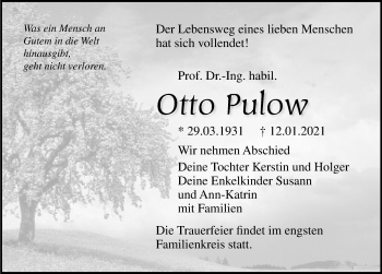 Traueranzeige von Otto Pulow von Ostsee-Zeitung GmbH
