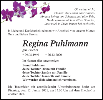 Traueranzeige von Regina Puhlmann von Märkischen Allgemeine Zeitung