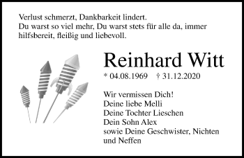 Traueranzeige von Reinhard Witt von Ostsee-Zeitung GmbH