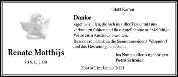 Traueranzeige von Renate Matthijs von Aller Zeitung