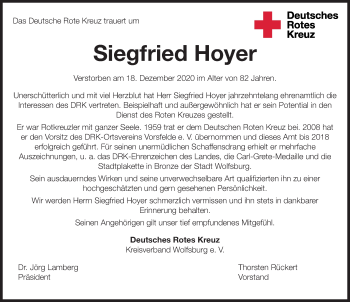 Traueranzeige von Siegfried Hoyer von Aller Zeitung