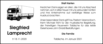 Traueranzeige von Siegfried Lamprecht von Aller Zeitung