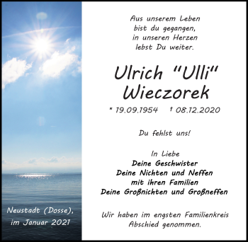 Traueranzeige von Ulrich Wieczorek