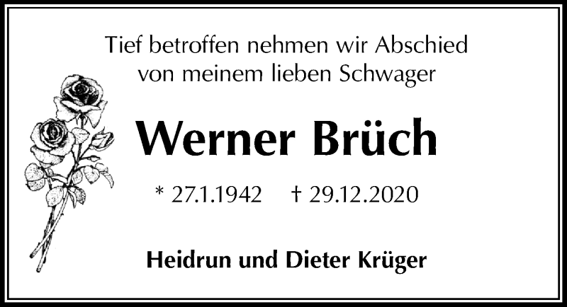  Traueranzeige für Werner Brüch vom 09.01.2021 aus Göttinger Tageblatt