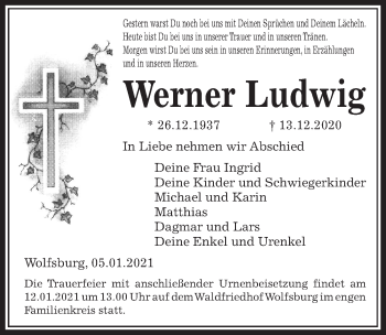 Traueranzeige von Werner Ludwig von Aller Zeitung