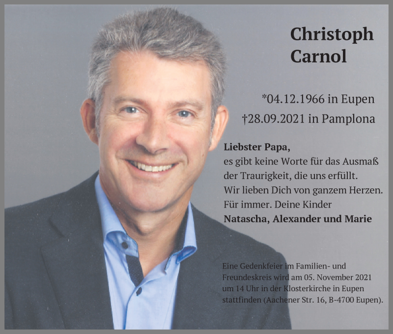  Traueranzeige für Christoph Carnol vom 30.10.2021 aus Aller Zeitung