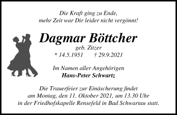 Traueranzeige von Dagmar Böttcher von Lübecker Nachrichten