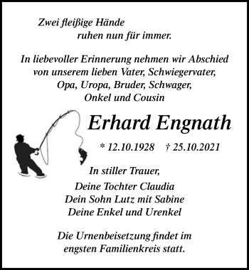 Traueranzeige von Erhard Engnath von Märkischen Allgemeine Zeitung
