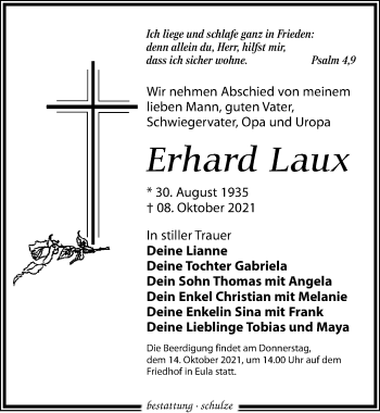 Traueranzeige von Erhard Laux von Leipziger Volkszeitung